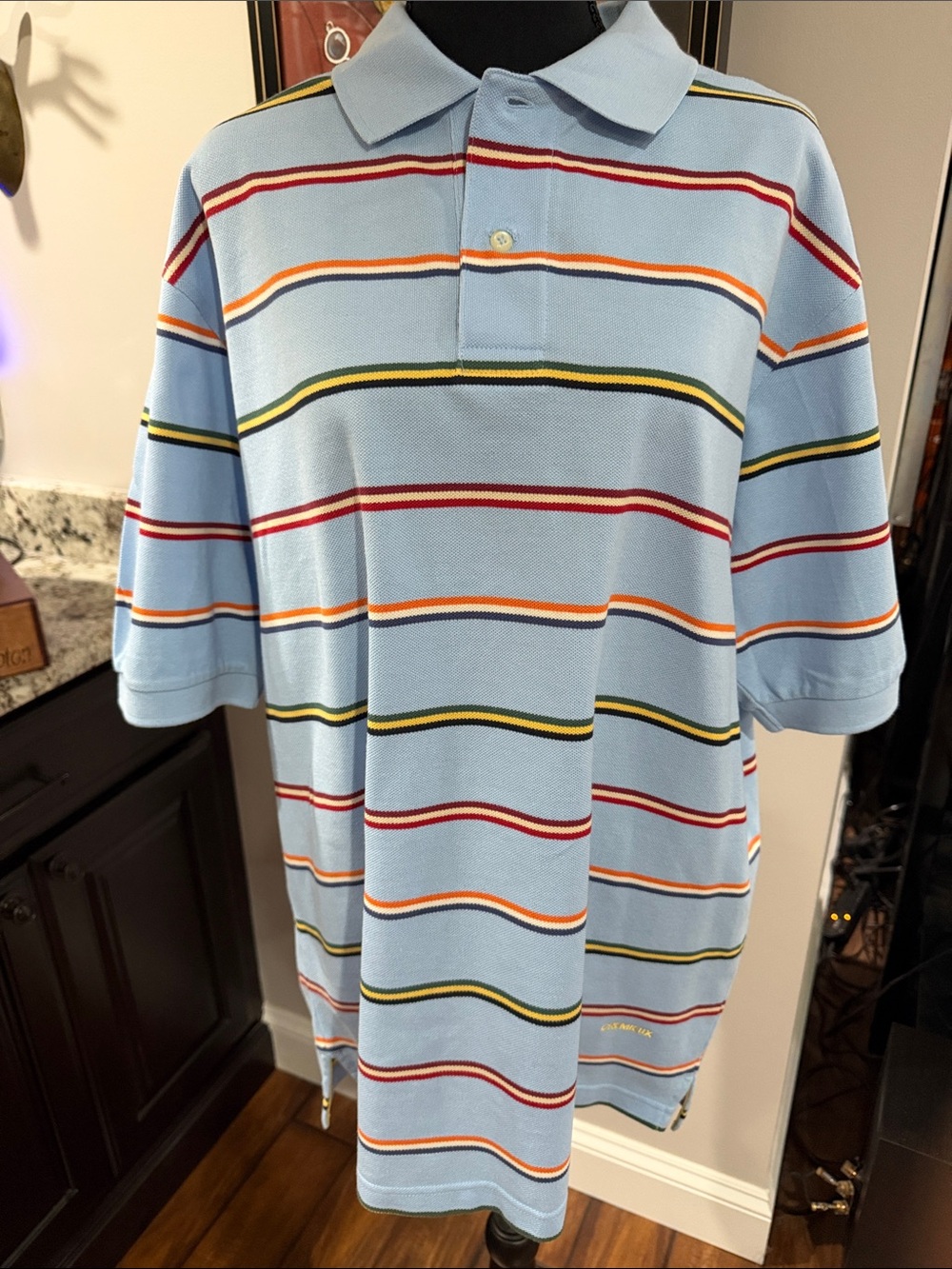 Daniel cremieux Classic Light Blue Striped Polo Shirt size large nwt